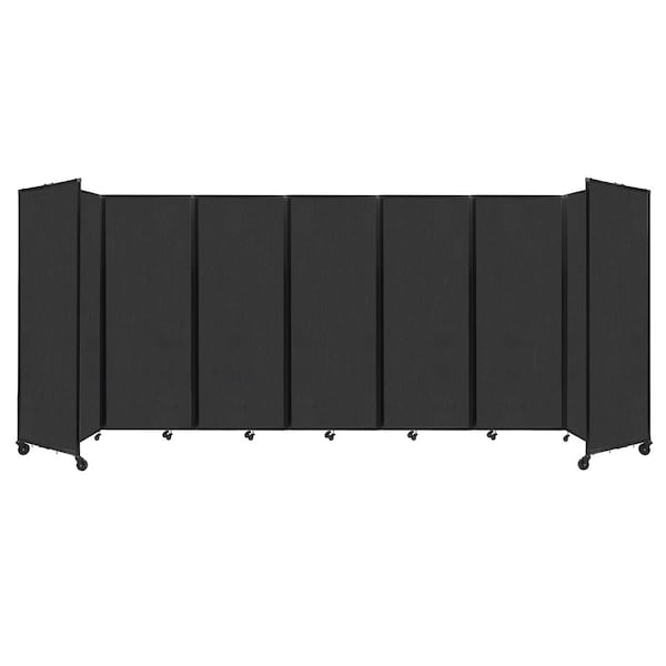 Room Divider 360 Folding Portable Partition 19'6" x 7'6" Black Fabric